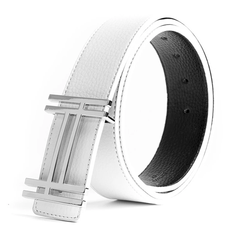 Hoge Kwaliteit Nieuwe Casual 38Mm Heren Riem Designer Echt Lederen Riemen Band Mannelijke Metalen Gladde Gesp Mode Vrouwen Riemen