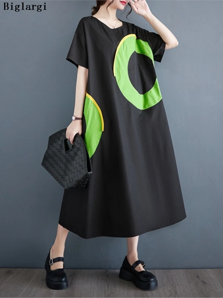 

Oversized Summer Dress Women Polka Dot Print Fashion Ladies Dresses Casual Loose Ruffle Pleated Woman A-Line Dress