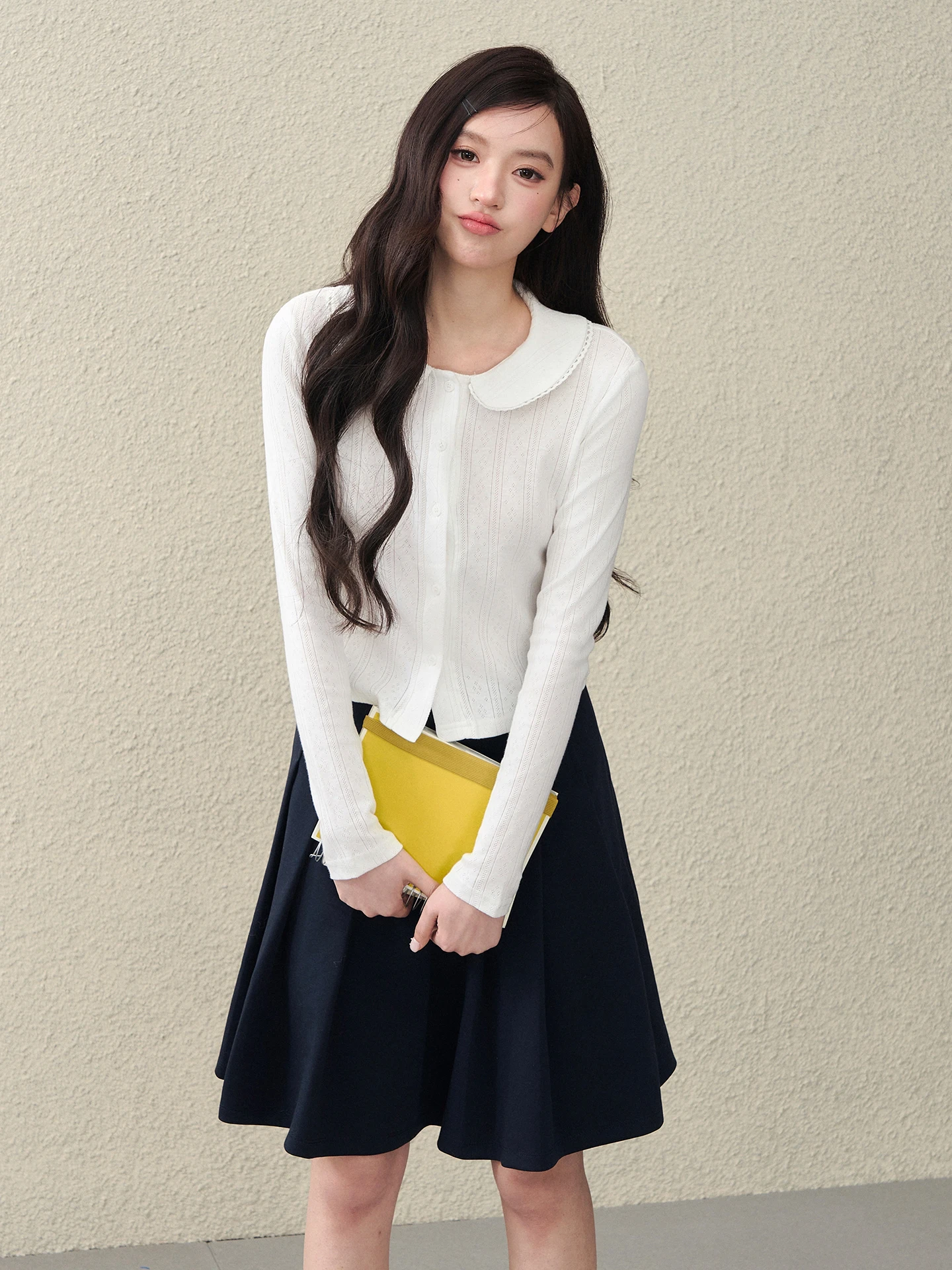 

Sweet Girl Style Doll Collar Long Sleeve Peter Pan Collar Base Shirt Early Spring New Style OIOI ESSE Ladies Standard Fit T-s...