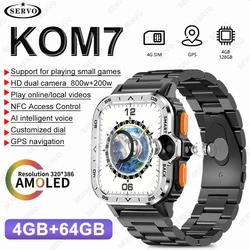 Men Women Smartwatch KOM7 Outdoor Upgrades 4G LTE Smart Watch 4GB+64GB 8MP Dual Cameras GPS WIFI Google Play SIM Card Sports