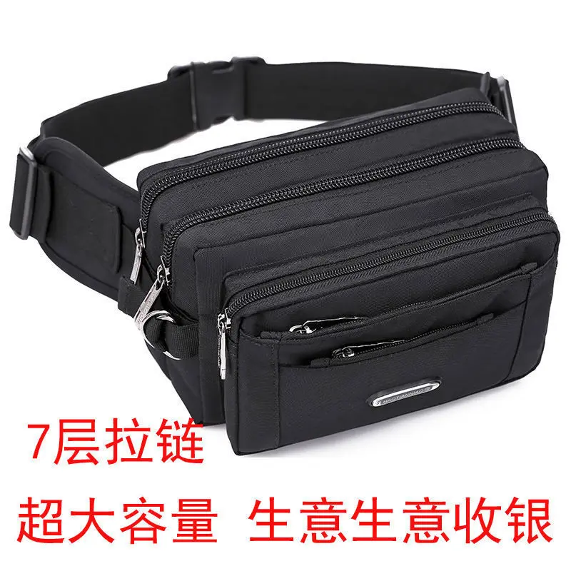 Multi-Layer Large Capacity Waist Bag Boys, Checkout Belt Bag Women's Waterproof Oxford Cloth New Multifunctional Chest Bag F