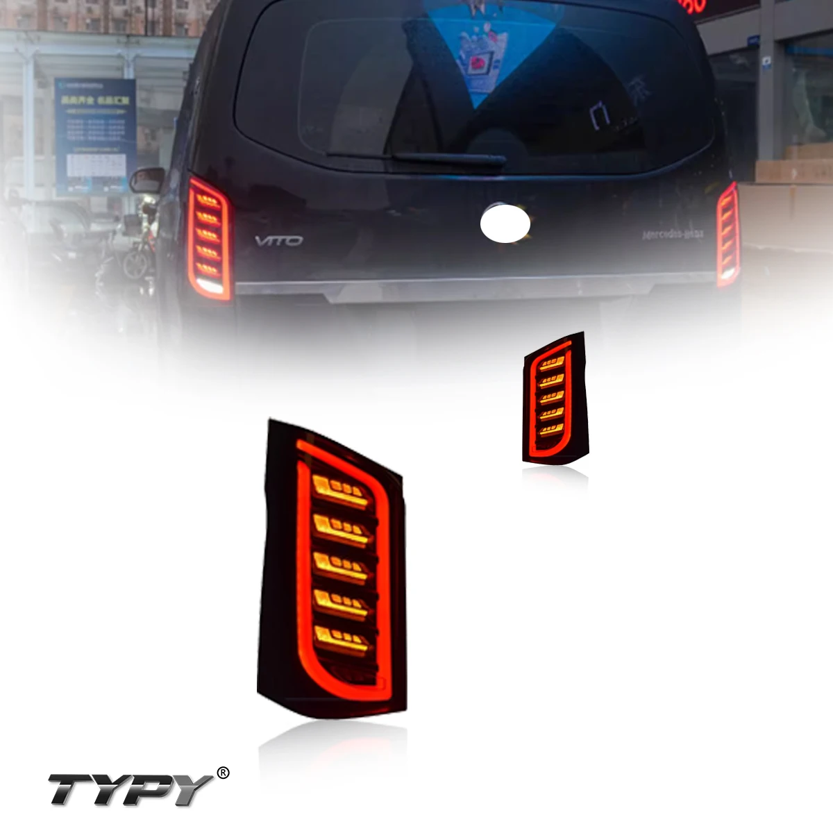 

TYPY New LED Tail Light Upgrade Modified Full Tail Light Auto Parts Mercedes For Benz Vito 2016-2021 Dynamic Turn Signal