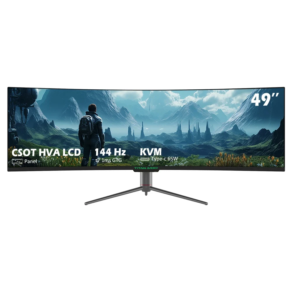 TITAN ARMY C49SHC 49-inch Gaming Monitor, 3840*1080 CSOT HVA Panel, 32:9 Oversized Curved Screen 144Hz High Refresh Rate PIP/PBP