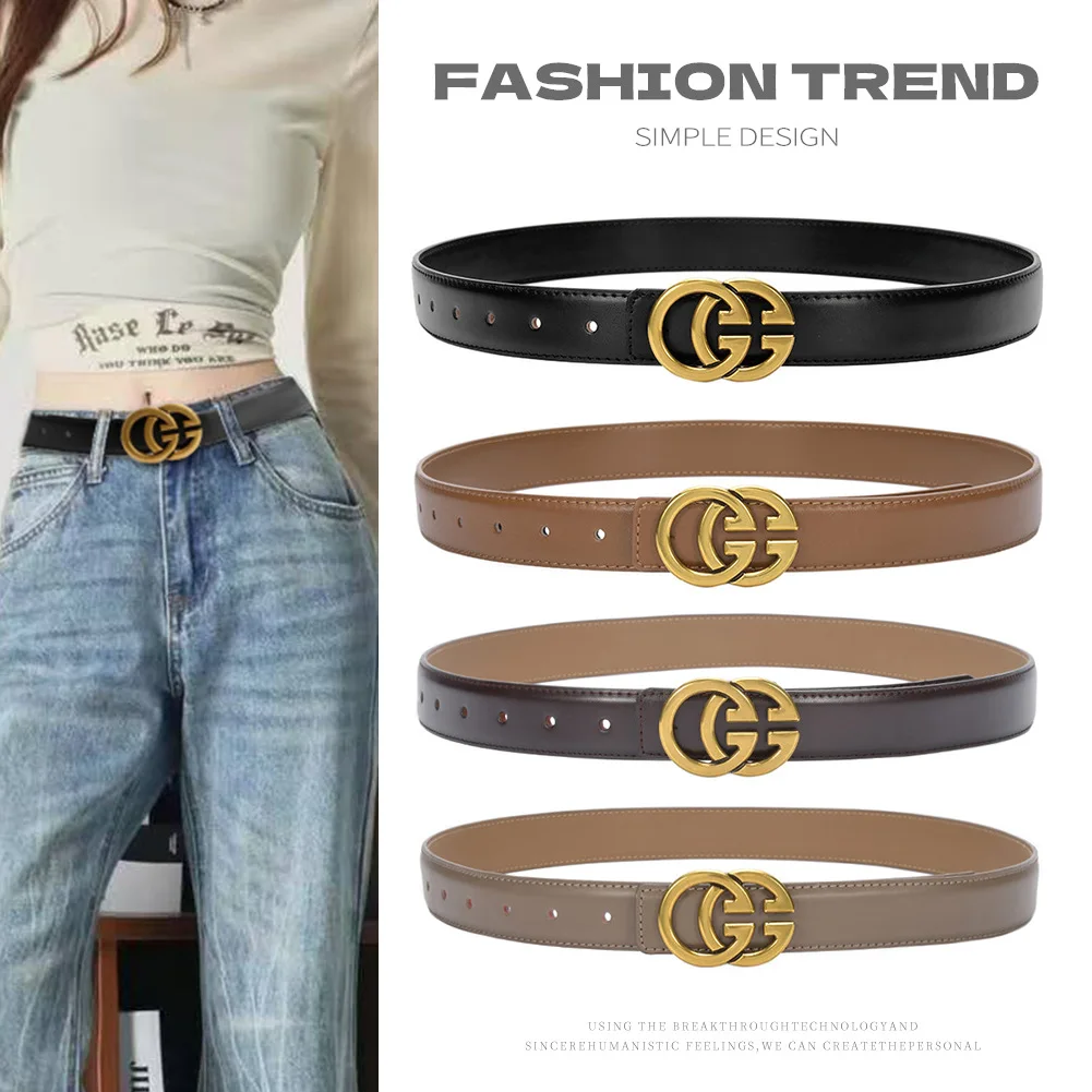 Cintura classica in pelle da donna per celebrità di Internet, cintura jeans decorativa alla moda e versatile