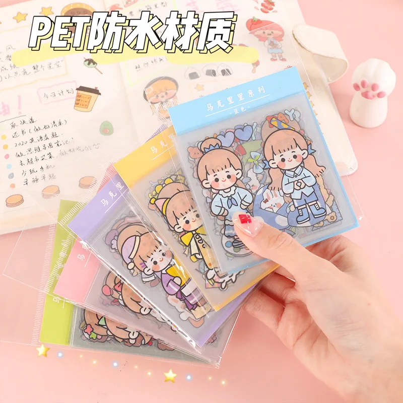 

Season cartoon girl heart waterproof sticker hand book decorative painting student handmade sticker bag