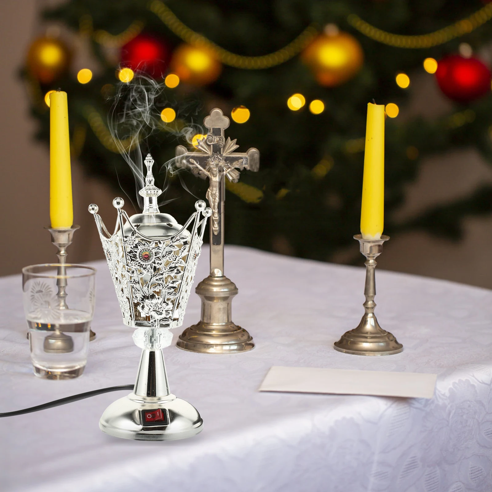 

Electric Incense Burner Sturdy Aroma Stove Compact Desktop Censer Home Office Decor Centerpiece Eu Plug