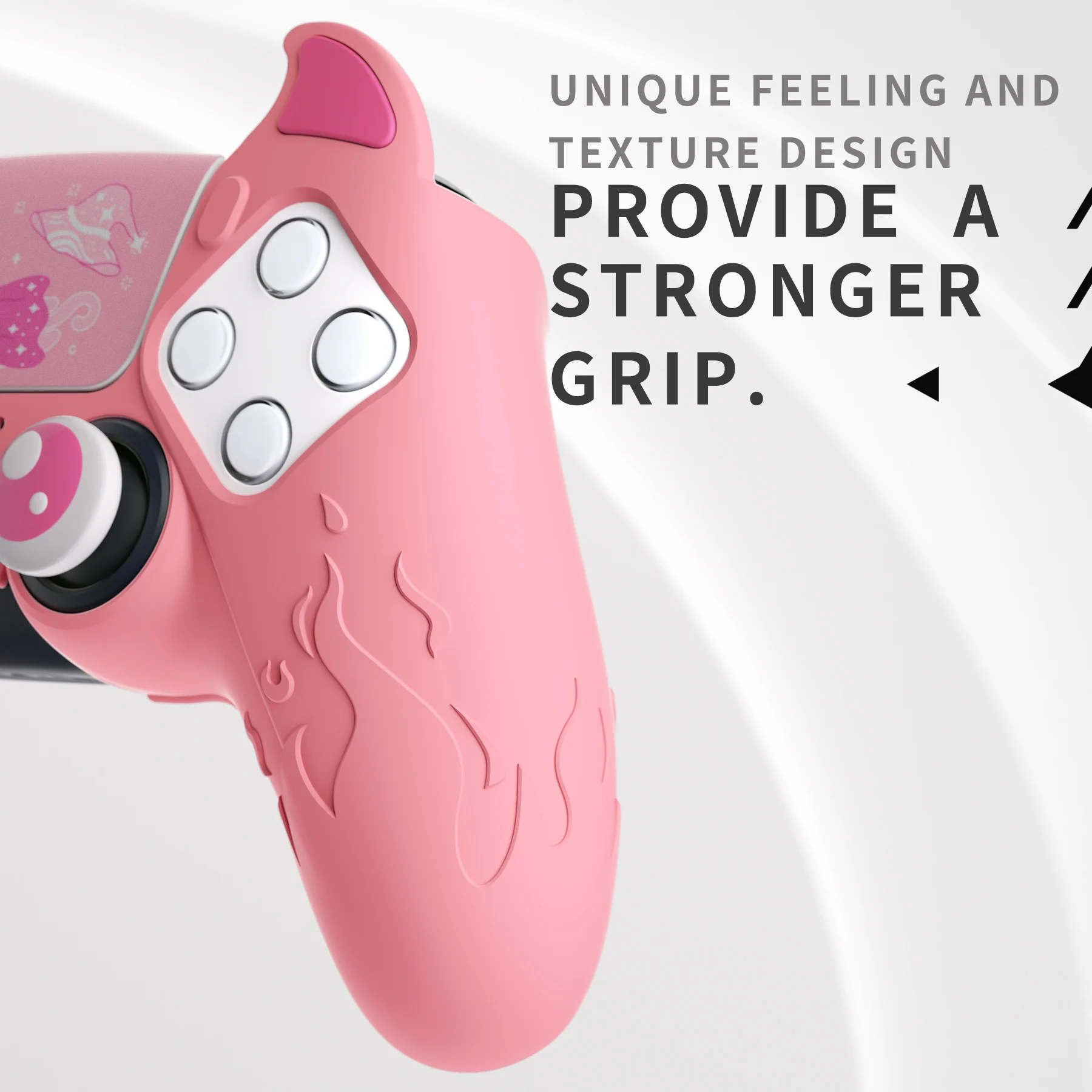 PlayVital Cute Demon Controller Funda de Silicona para ps5, Funda de Controlador Kawaii Protector de Piel para Gamepad para ps5 - Rosa