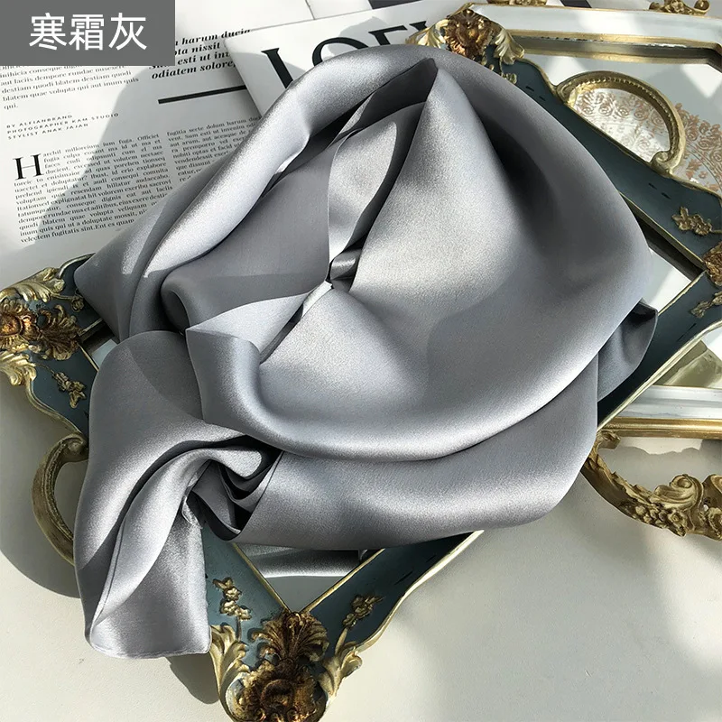 2024 New 100% mulberry silk high version scarf tied bag handle decoration long thin and narrow women's headband