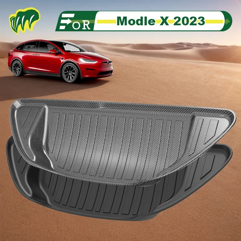 

Для Tesla Modle X 2023, индивидуальный коврик для багажника автомобиля, всесезонный коврик для багажника, 3D-образный лазерный измерительный защитный коврик для багажника