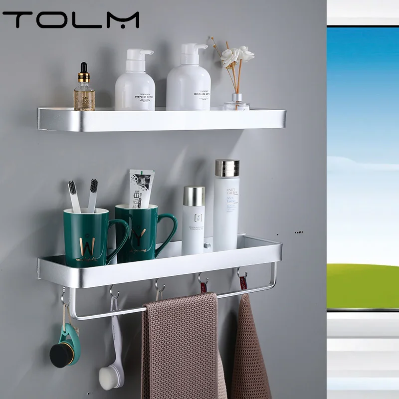 

TOLM Punch-free silver Bath Shelves Bathroom Shelf Nail-free Shampoo Holder Shelves Storage Shelf Rack Bathroom Basket Holder