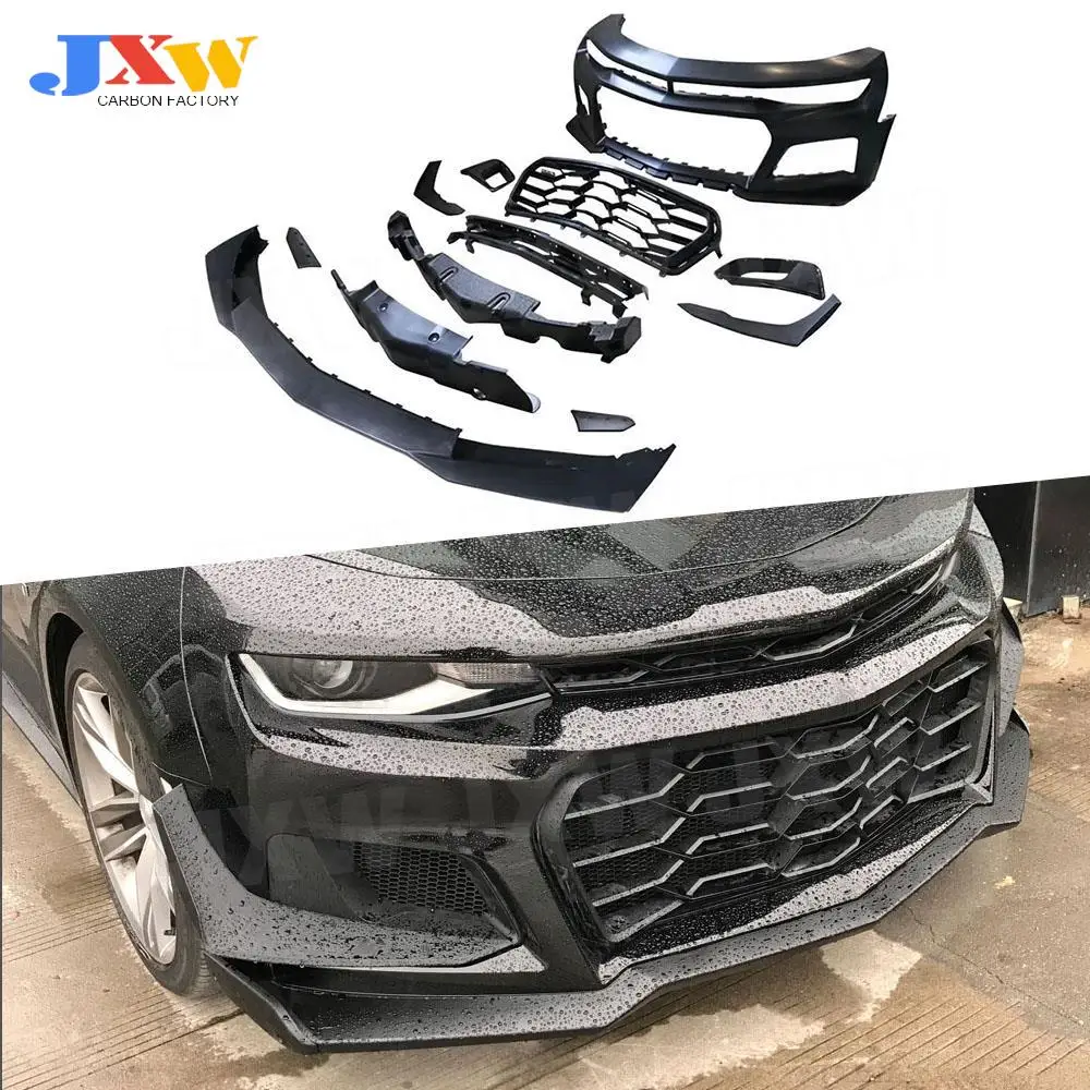 

High quality plastics Front Bumper Lip Splitters Mesh Grill For Chevrolet Camaro 2016 - 2019 Front Bumper Trim Covers Body Kits