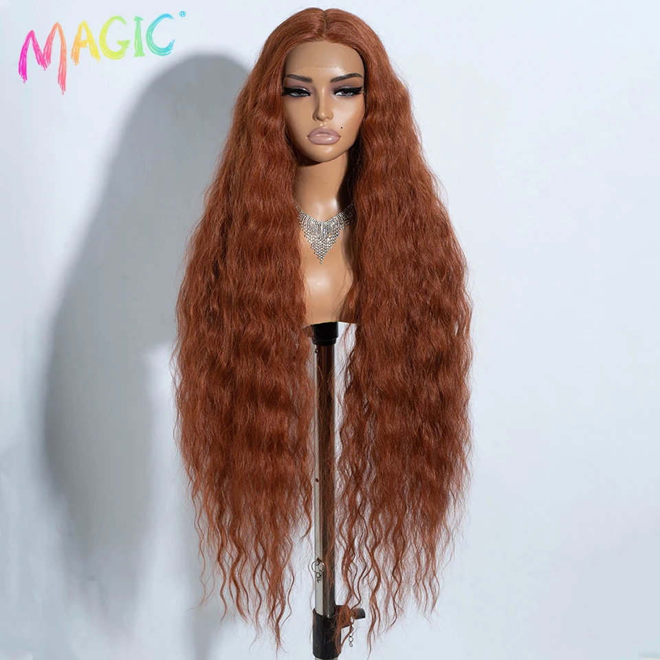 Magic Cosplay Synthetic Lace Wigs For Black Women Long Curly Hair 42 Inch Cosplay Blonde Ombre Lace Front Wig Synthetic Lace Wig