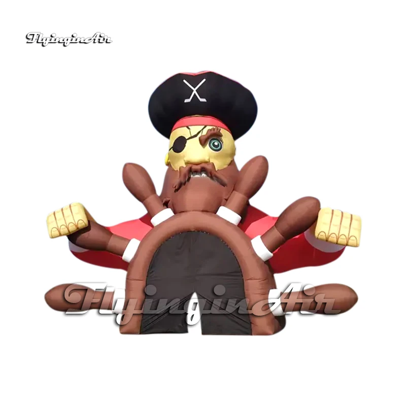 5m Amazing Giant Inflatable Pirate Captain Tunnel Cartoon Figure Mascot Players Entrance Passage For Sport Events