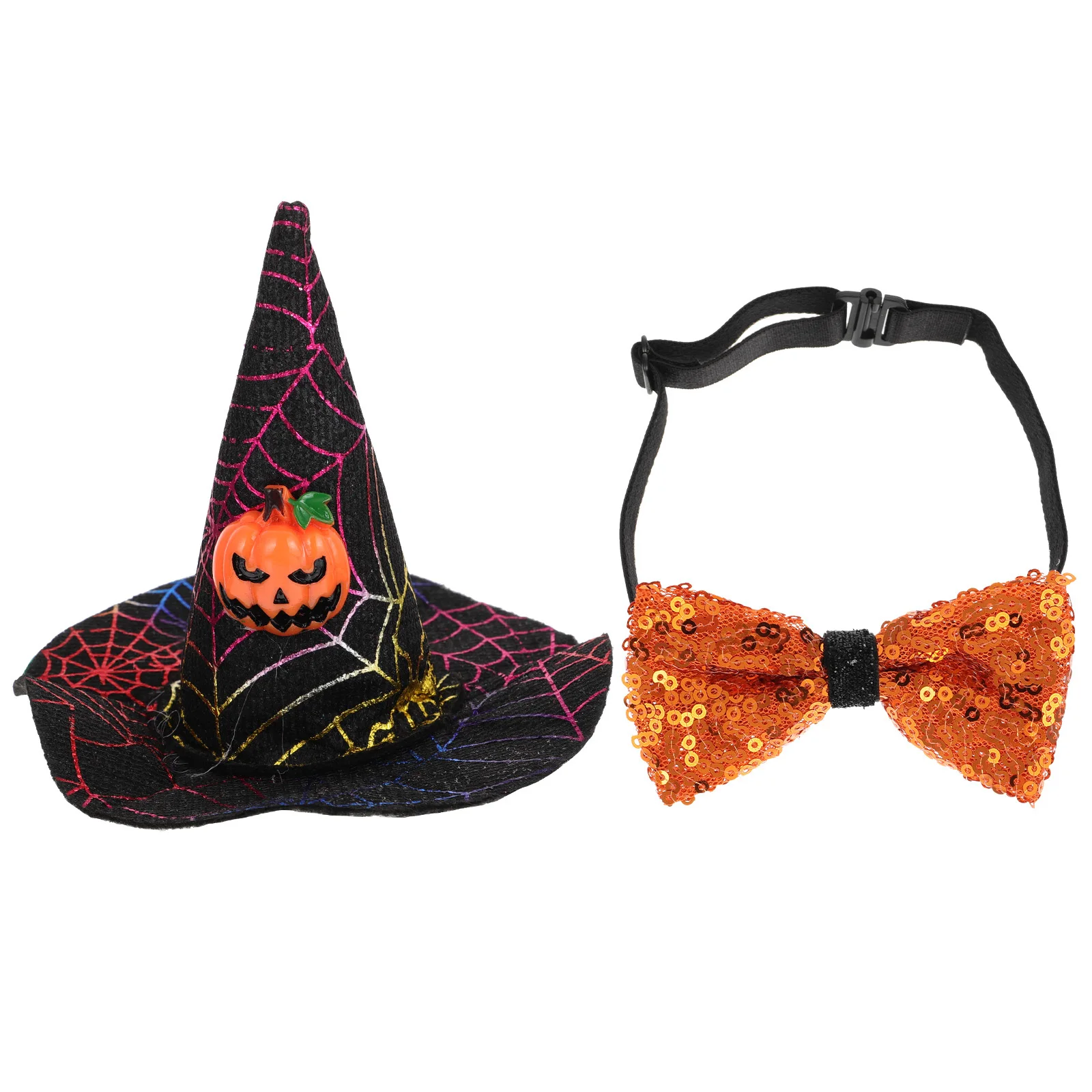 

Halloween Pet Hat Bow Tie Adjustable Soft Comfortable Photo Prop Supplies Pet Hat Bow Tie Neck Collar Dog Collar