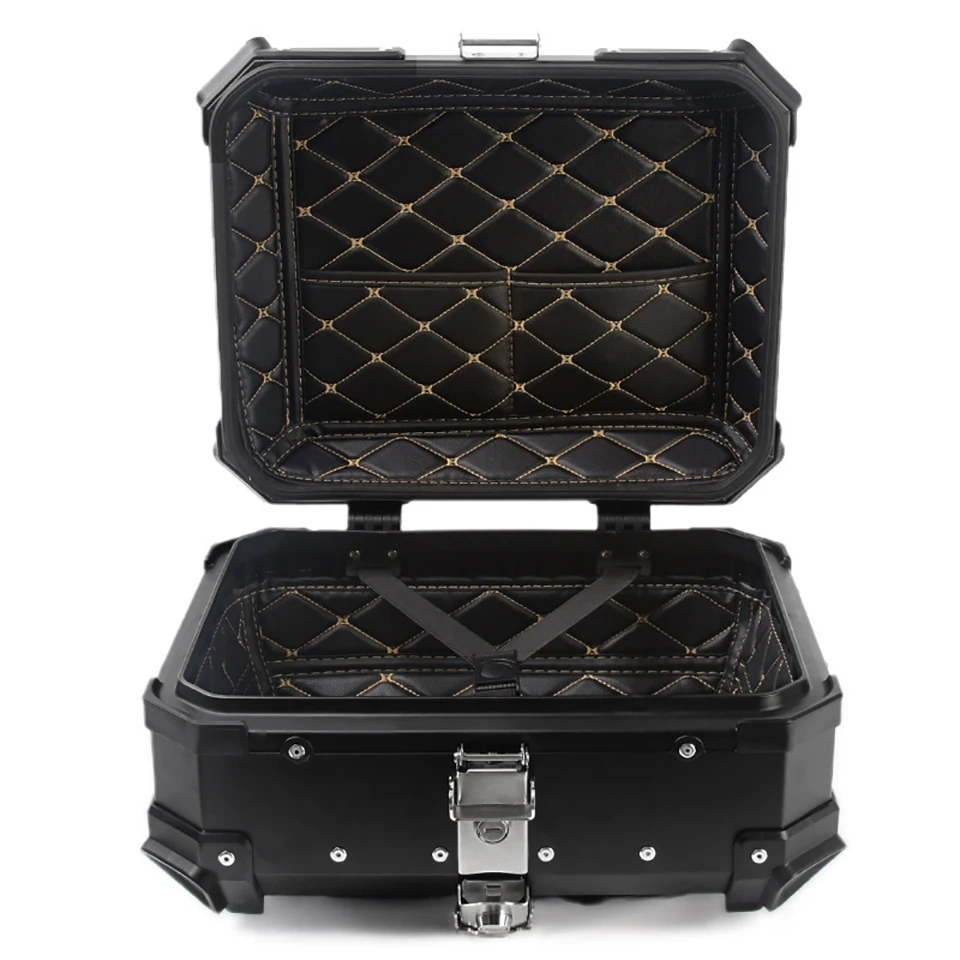 Motorcycle Aluminum Box 28L Top Case With Safety Lock Waterproof Quick Release Scooter Rear Luggage Storage Anti-Theft Tail Box
