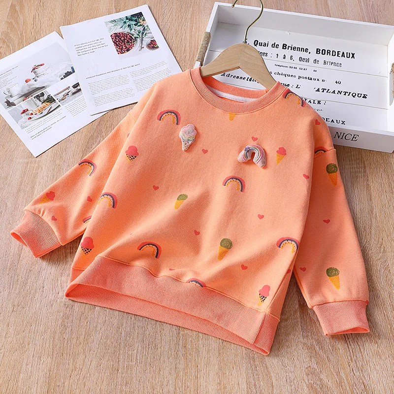 Girls Hoodies Sweatshirts Cotton Tops Overcoat 2023 Dazzling Spring Autumn Windproof Kids Long Sleeve Children's Clothing