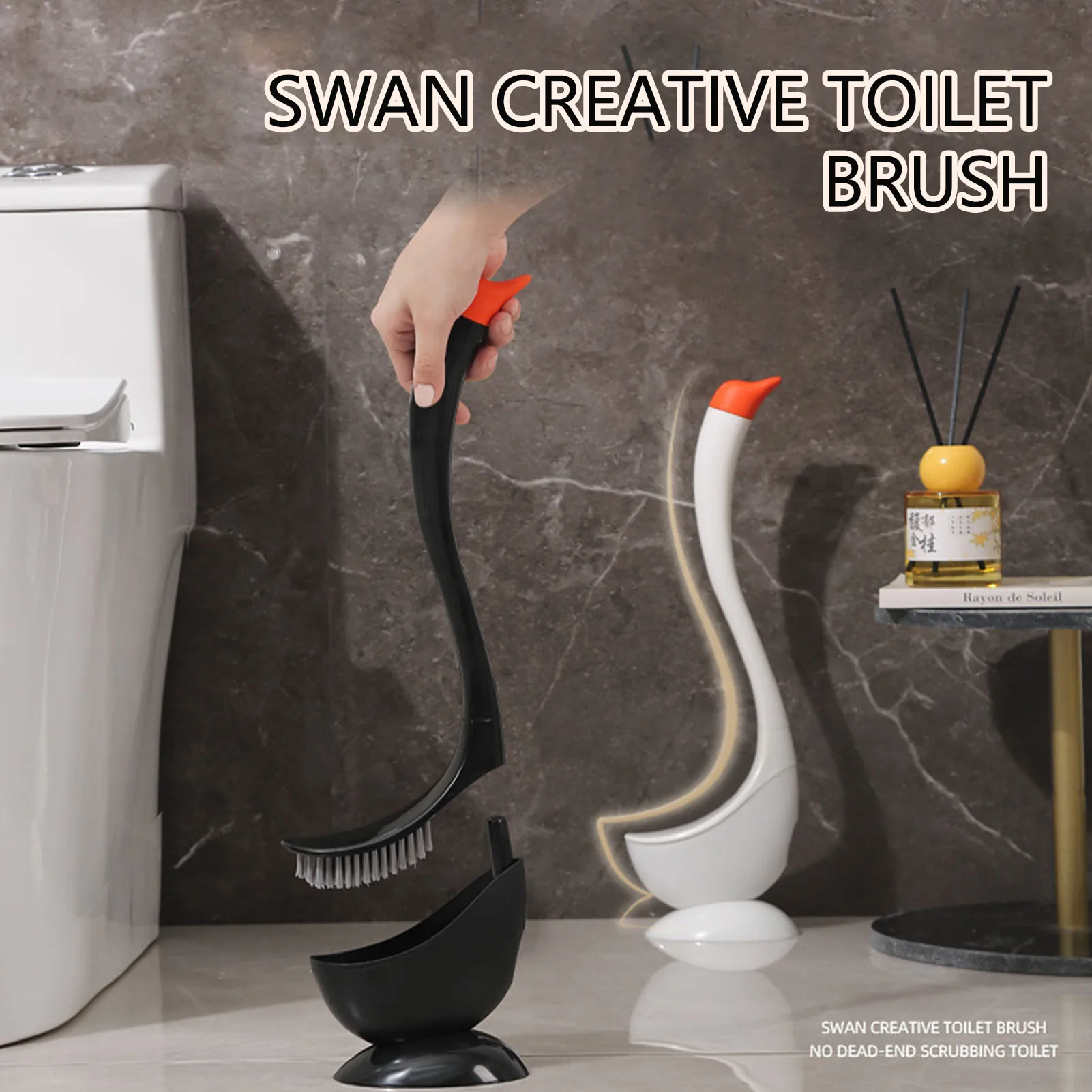 Creative Swan Shape Toilet Brush Set Curved Long Handle Easy to Clean Bathroom Quick Drying Toilet Brush Bathroom Accessories