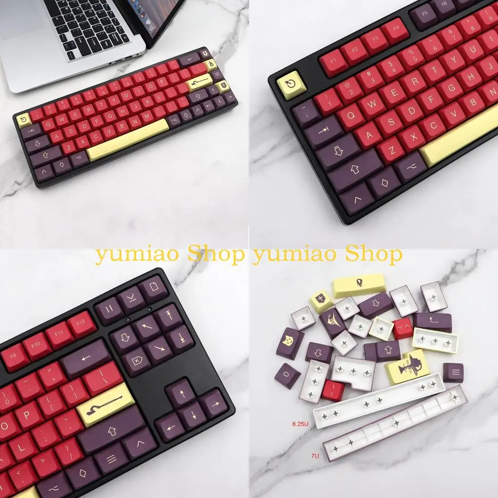 587B 130 Keys PBT Sublimation Keycaps XDA Height Suitable for 6.25/7U Space Mehcanical Keyboard Keycap GK Split Space Bar