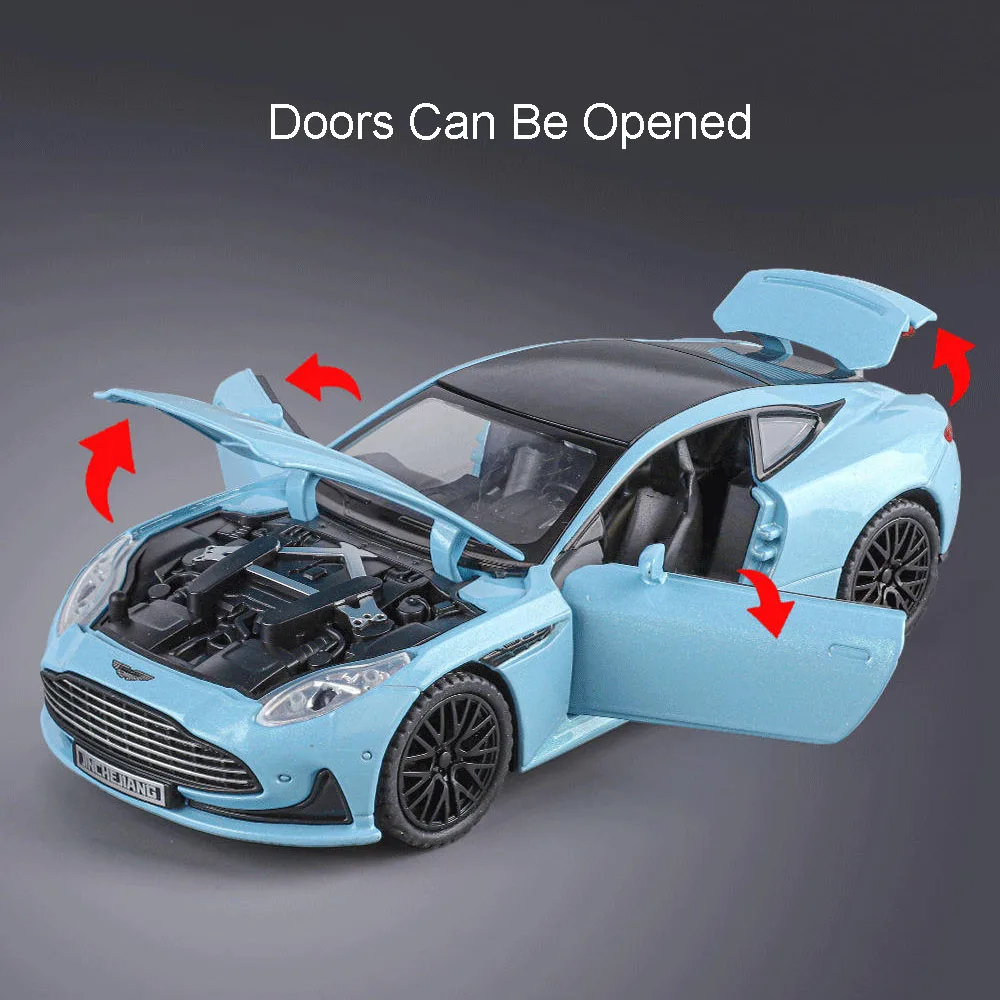 Spielzeug im Maßstab 1:32, DB12-Modell, Supercars, Legierung, Druckguss, Türen, geöffnet, Ton, Licht, zurückziehen, exquisite Innenausstattung, Weihnachtsgeschenke für Kinder