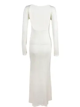 優雅露肩長連身裙,短袖V領,印花荷葉邊下擺,繫帶夏季沙灘派對長裙 8 最佳銷售 高級連身裙 - №5