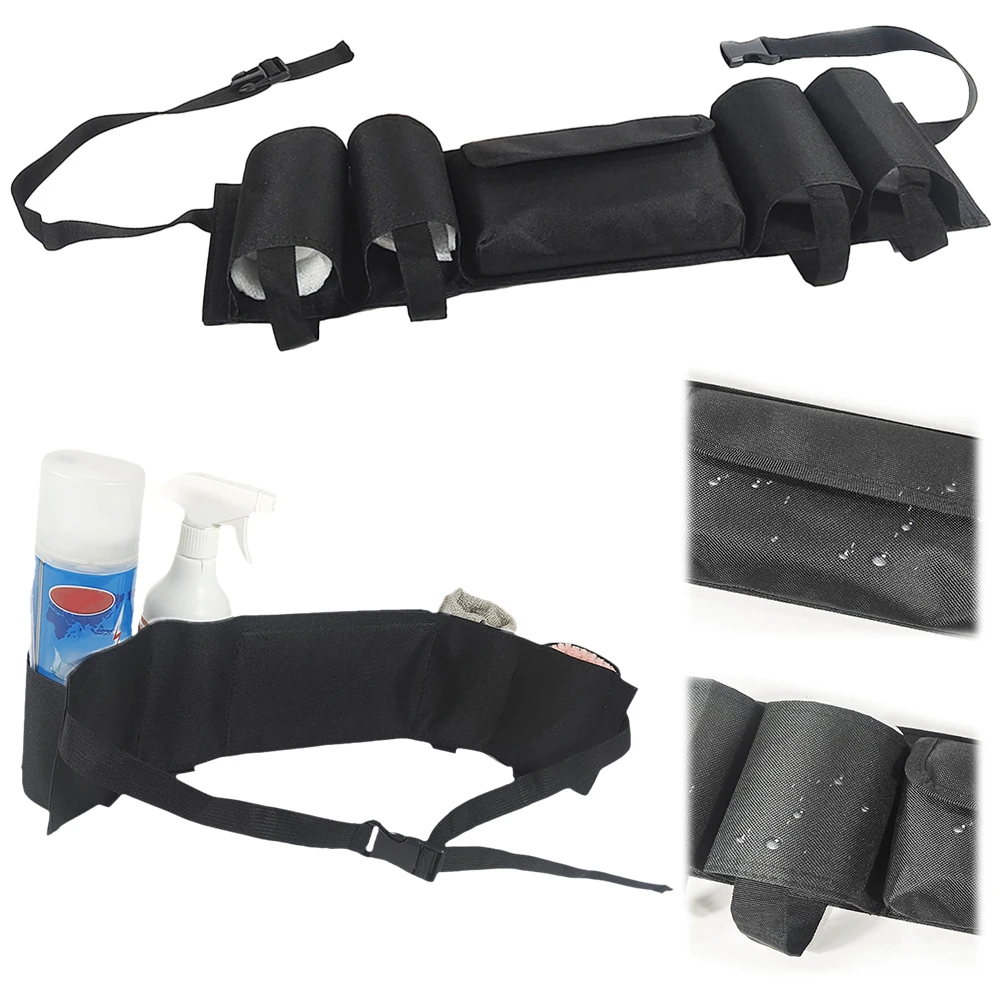 Oxford Cleaning Belt with Pockets Beer Soda Bottle Holder Belts Tool Storage Belt for Janitorial Custodial Housekeeping Cleaning