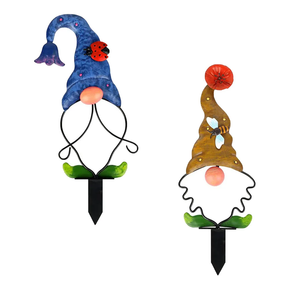 

2pcs Christmas Gnome Stakes Lawn Decorations Garden Yard Ornament Durable Metal Stake Decor For Outdoor Xmas Supplies Party
