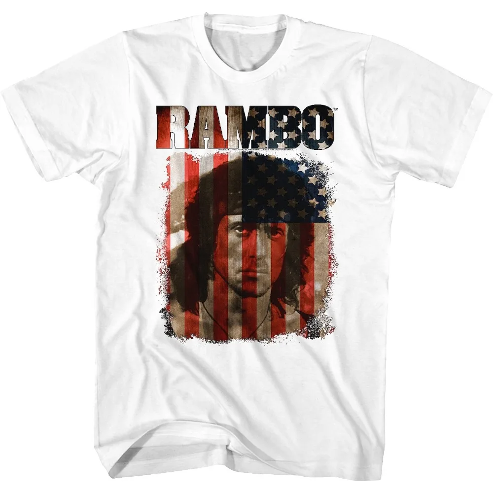 1982 First Blood Rambo Stallone Retro classic movie co-branded  T-shirt Male and female hip hop street music motorcycle style