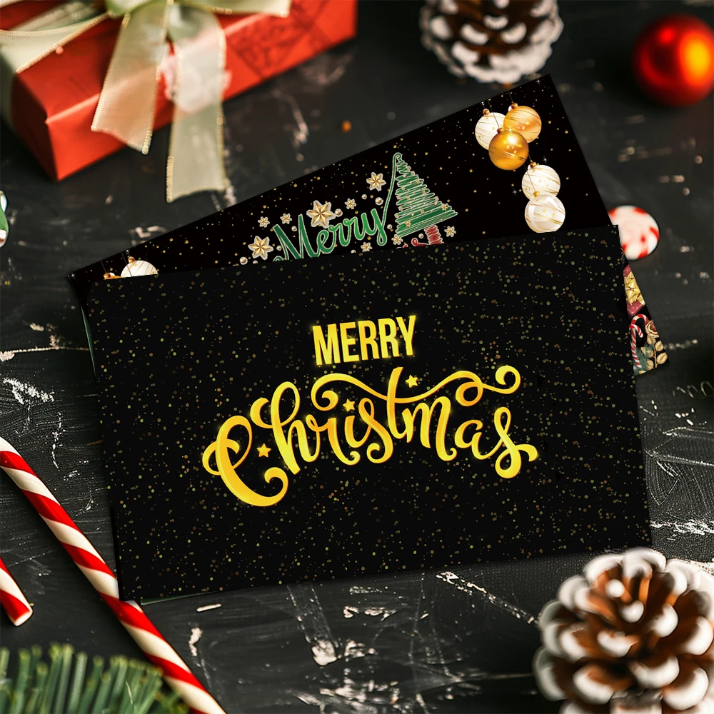 24 قطعة من بطاقات الملاحظات الفارغة، بطاقات خدش سعيدة لعيد الميلاد باللونين الأسود والذهبي، بطاقات خدش مفاجئة لعام 2026، زينة للحفلات، بطاقات هدايا ذاتية الصنع