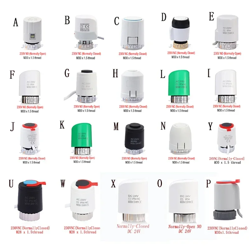 Multi style heating manifold 230V/24V multi style normally open/normally closed thermal actuator electric drive thermostat