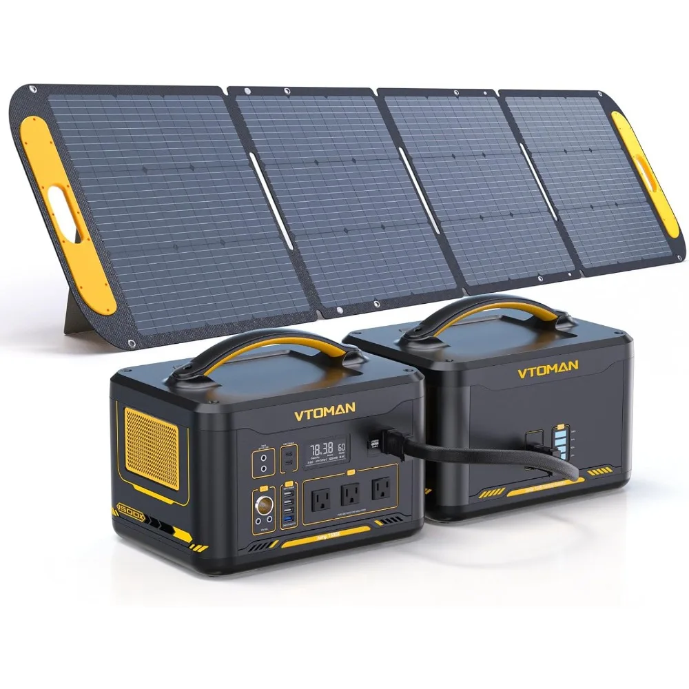 2376Wh Portable Power Station Bundle with Extra Battery & 200W Solar Panel Included, Up to 3000W Solar Generator for Home Backup