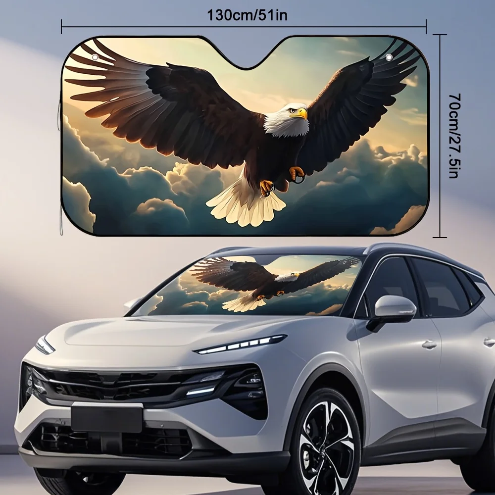 1pc Soaring Eagle In The Clouds Car Sun Visor Multi Layer Sunshield For Extreme Weather Weatherproof Vehicle Accessory Universal