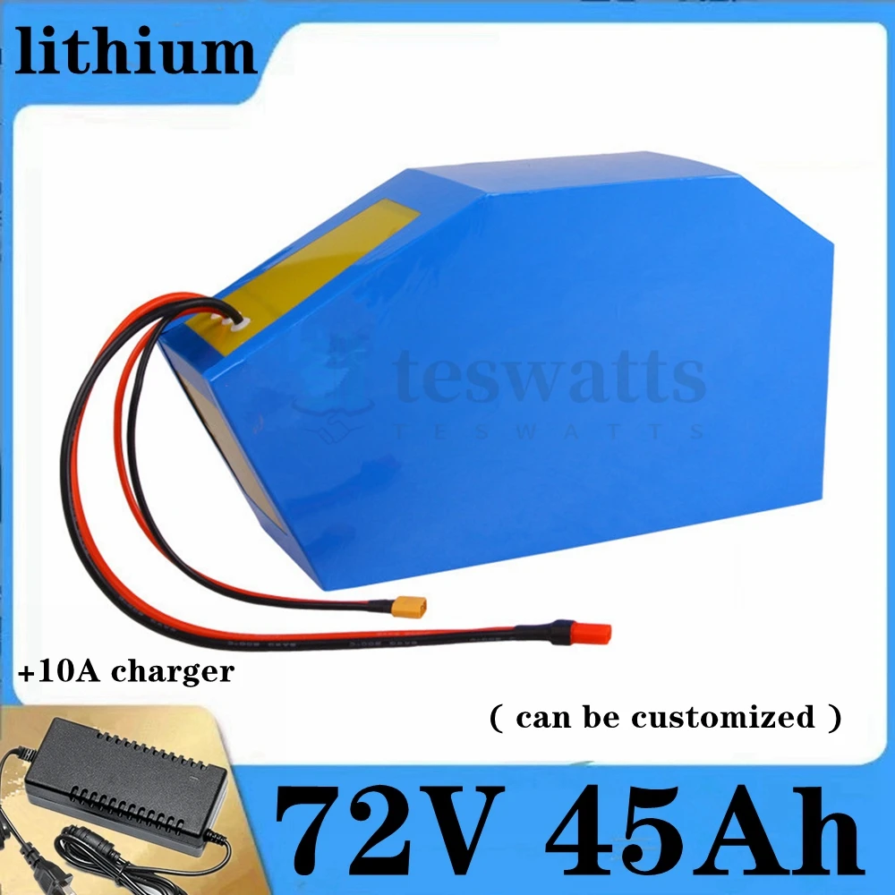 72v 45Ah lithium ion triangle battery BMS li ion 20S for 5000w 6000w Mountain Bike scooter Motorcycle + 10A charger