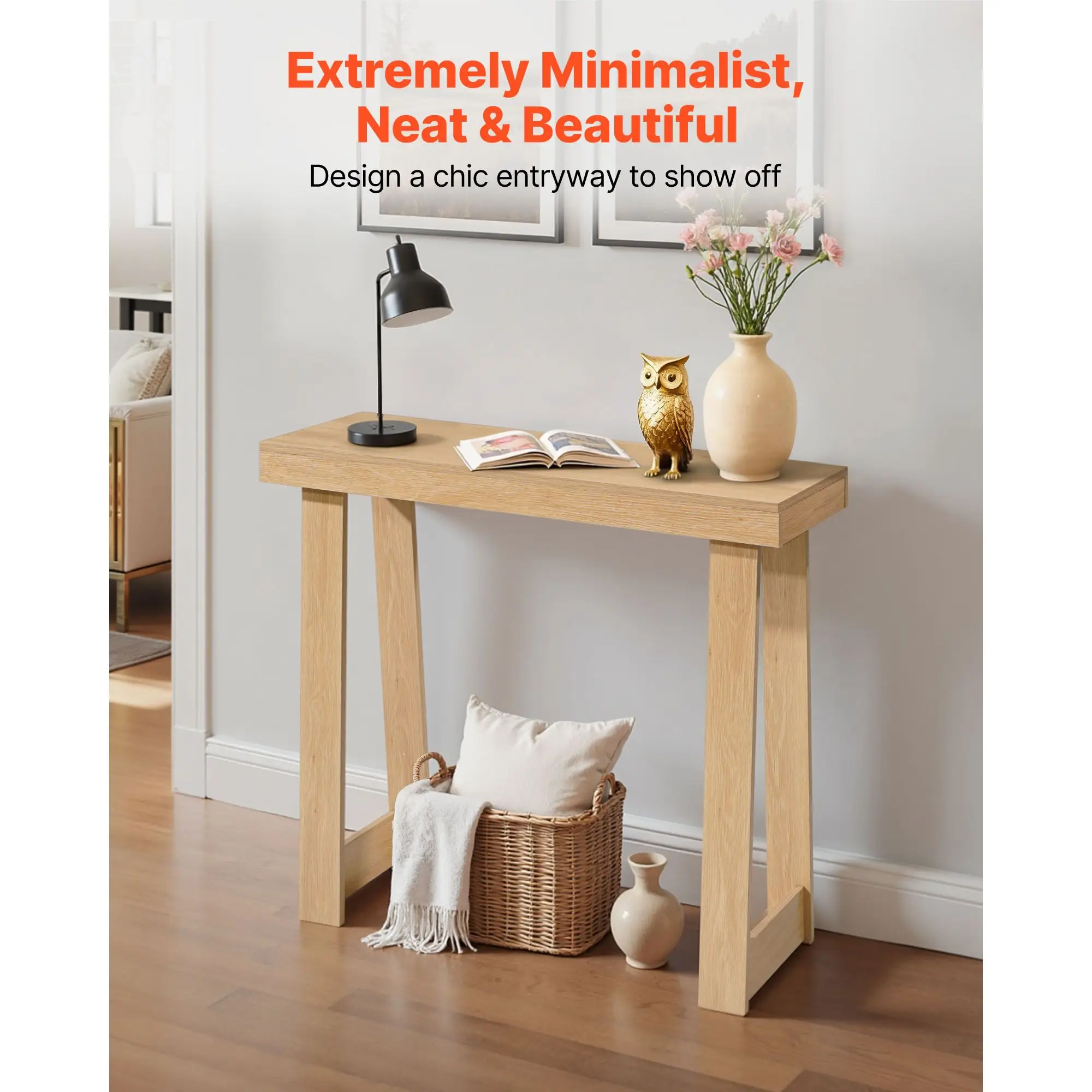 36 in Console Table, Modern Desk Behind the Couch, Wooden Rectangle Entrance, Narrow Long Sofa Accent Stand, Ideal for Hallway