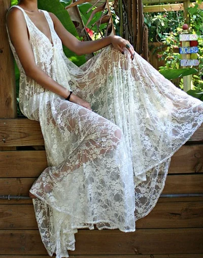 Повседневное белое кружевное платье F4443, длинные пляжные платья без рукавов с V-образным вырезом