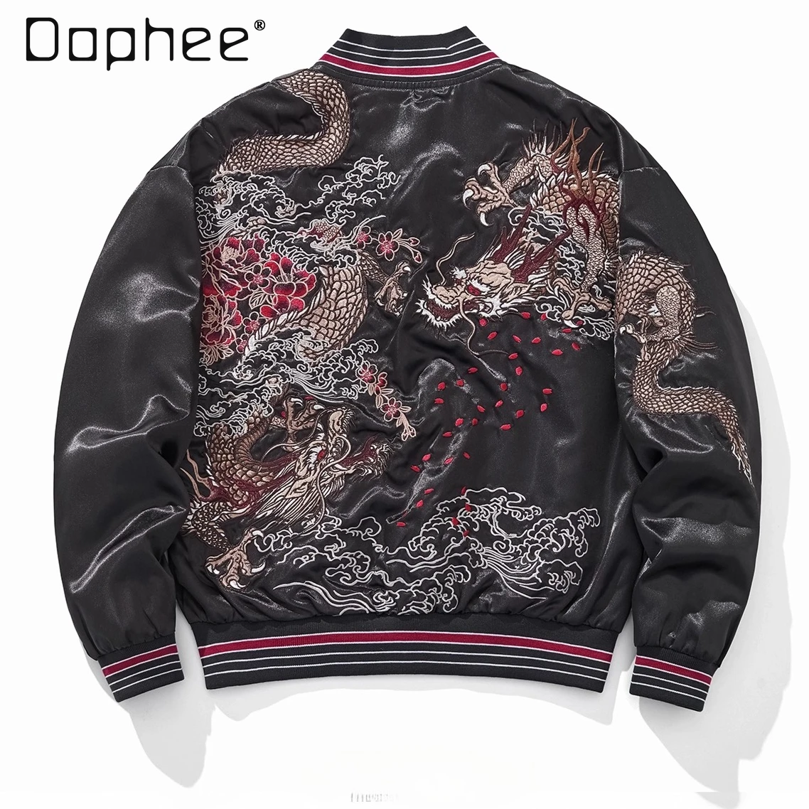 

Heavy Embroidery Baseball Jacket Spring Autumn Street Personality Patchwork Color Round Neck Oversized Men's Jacket Black Jacket