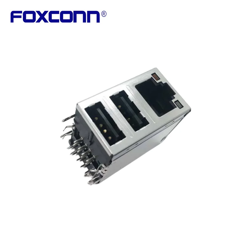 

Розетка Foxconn JFM38U1G-21C7-4F RJ45 с двойной панелью USB2.0, оригинал, в наличии