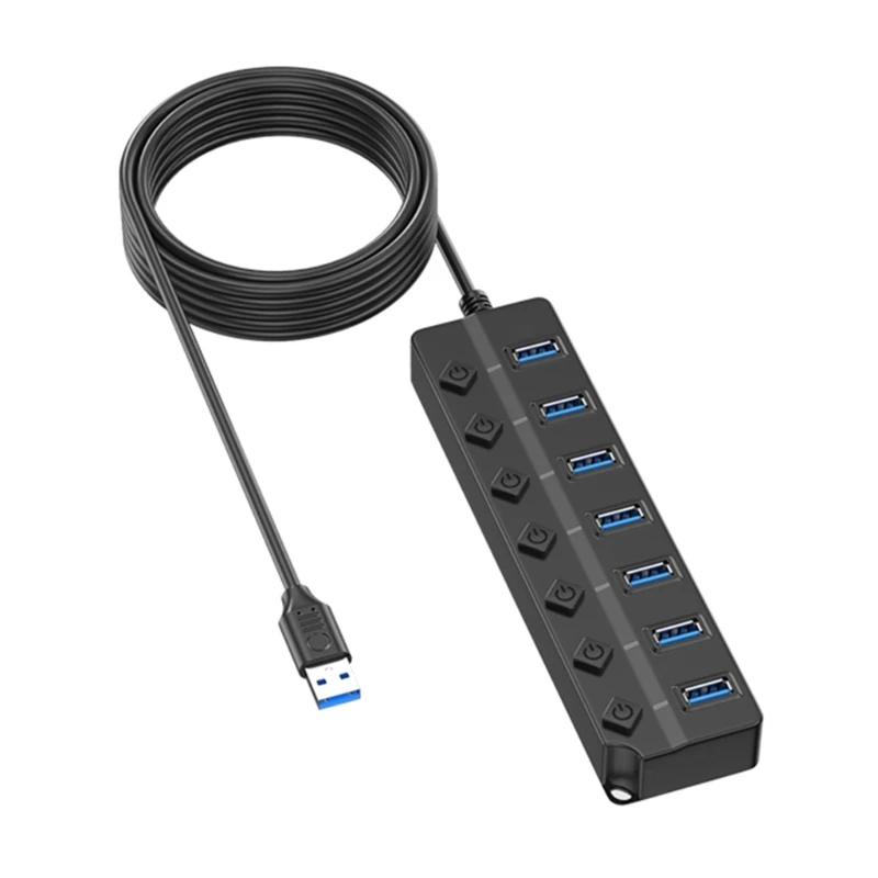 587B Universal 7/4 Port USB Hub Individual LED for Home and Office Use