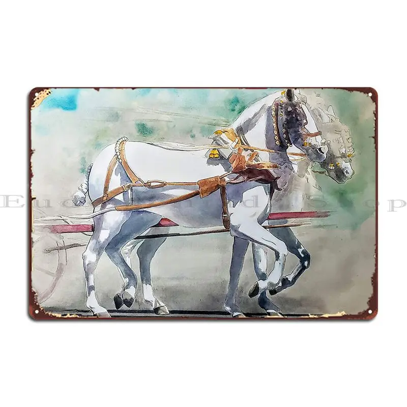 Letrero de Metal personalizado para garaje, cartel de hojalata de cine personalizado, caballos blancos en Seville, España durante la Feria de Abril