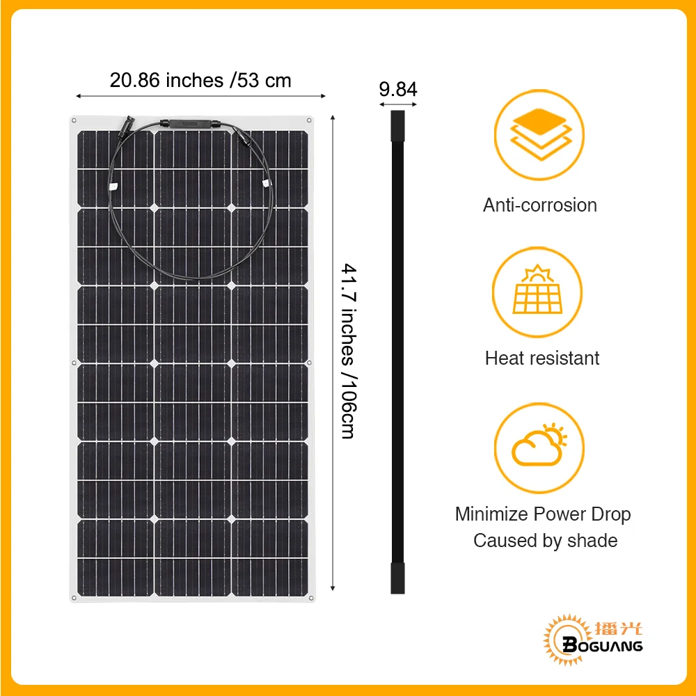 Painel solar 100W 200W Kit de painéis solares Painel Solar 12V Kit Completo 100W 200W 24V Painel Fotovoltaico Flexível 100W Controlador de Energia CÉLULA Solar para bateria Barco Rv Home CE