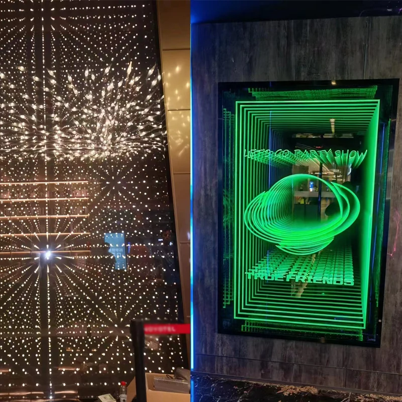 

Современное 3D RGB светодиодное зеркало для танцпола, прямоугольное зеркало бесконечности со светодиодной подсветкой для макияжа, DJ, световые эффекты
