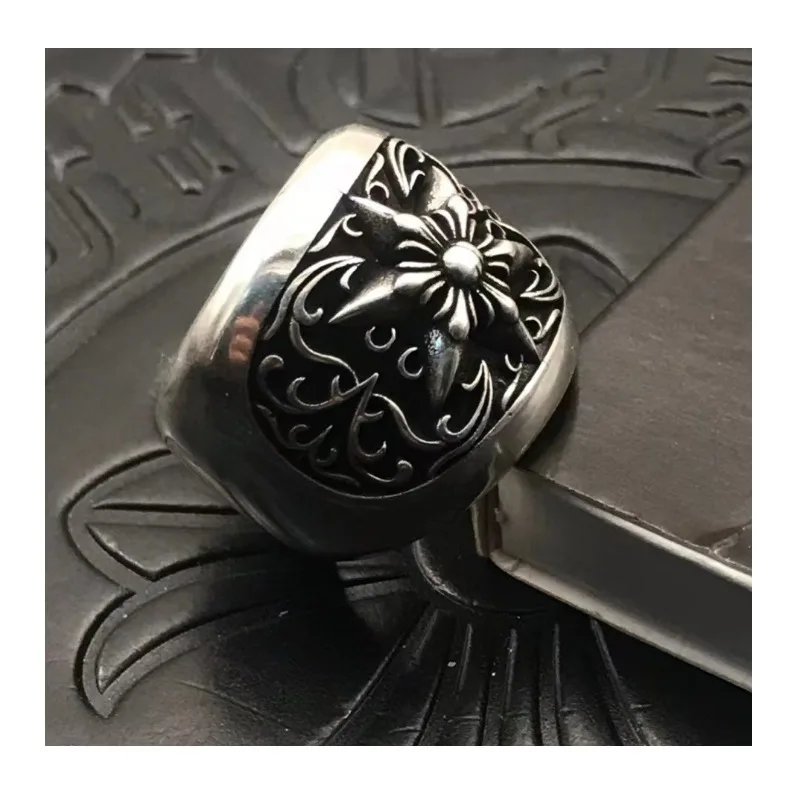 

Trendy Ring Men's Medieval Vine Hexagram Ring Thai Silver Vintage Hip Hop Punk Niche High Sense