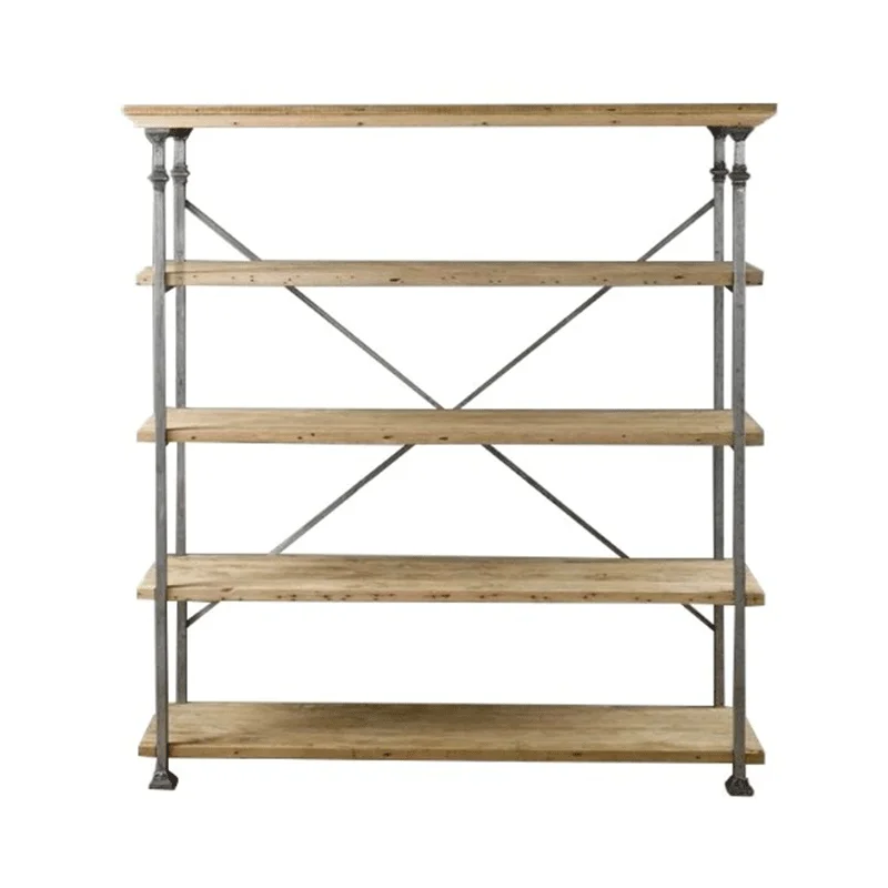 American wrought iron solid wood shelf shelf retro bookshelf storage rack boutique display rack floor display rack custo