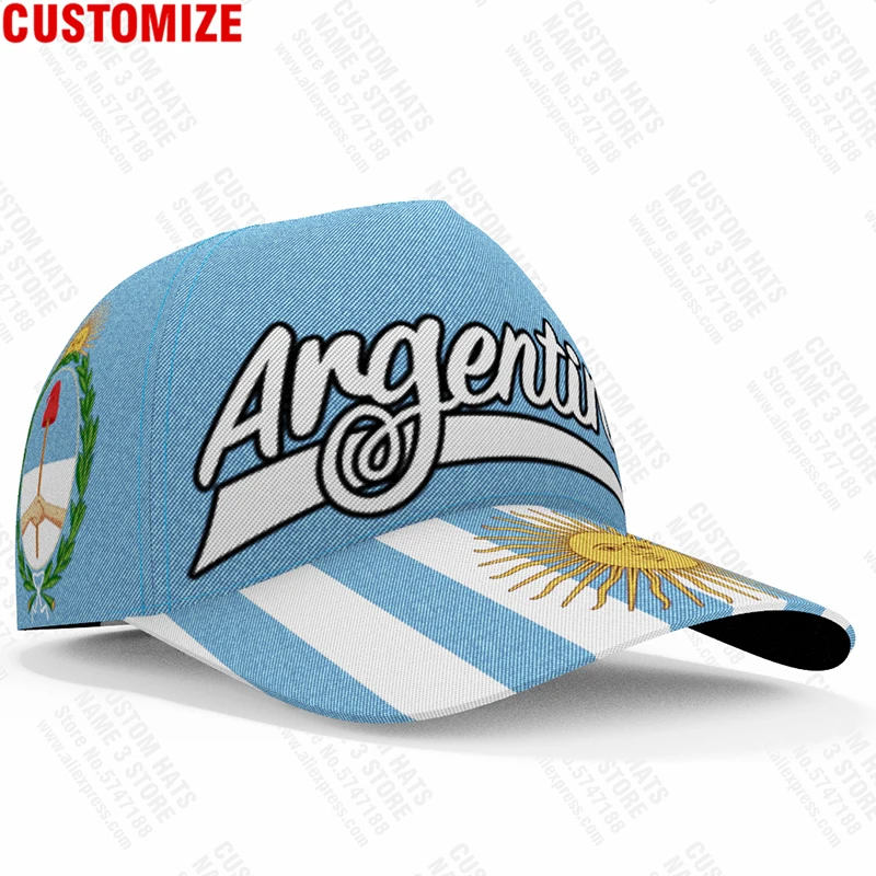 Argentina Youth Free Custom Name Arg Casual Hat Travel Country Gyms  Ar Flags Spanish Argentine Nation Print Photo Baseball Cap