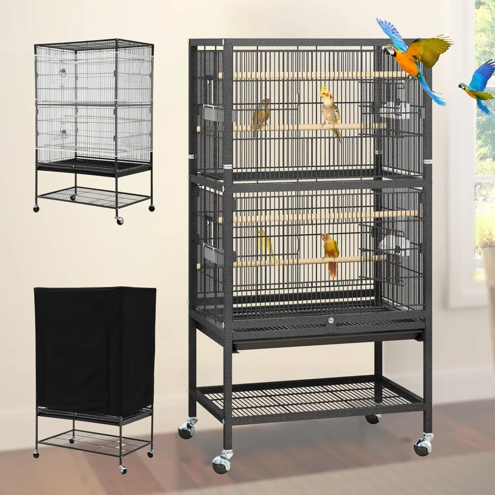 

52 inches Birdcage Cover and Bird Cage Seed Catcher, for Parakeets, Parrot, Cockatiel, Pigeon, Metal Big Bird Cage