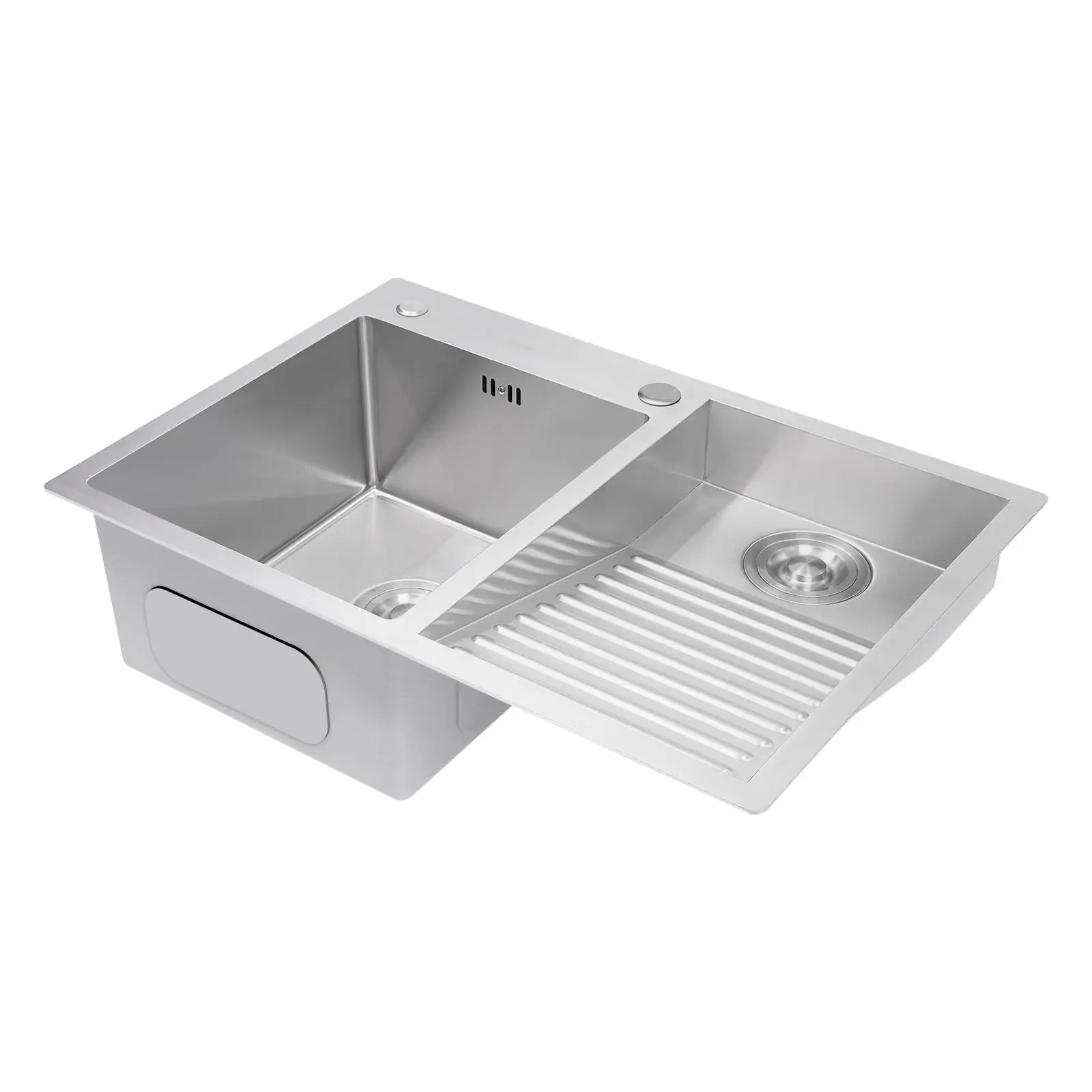 

Раковина для стирки из нержавеющей стали со стиральной доской, бассейн для стирки с двойной чашей 29,56 * 18,9 дюйма, бытовой умывальник для прачечных Bathr