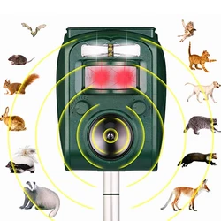 Animal Repeller Solar Powered Outdoor Ultrasonic Repellent New PIR Sensor Garden Pest Mouse Bird Bat Repellent Keep Animals Away