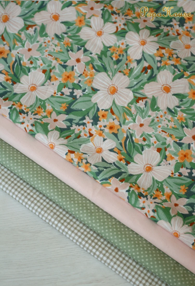 160x50cm Light Green Flower Color Twill Pure Cotton Fabric Cheongsam Dress Clothing Fabric Handmade DIY for Sewing Cloth view 4