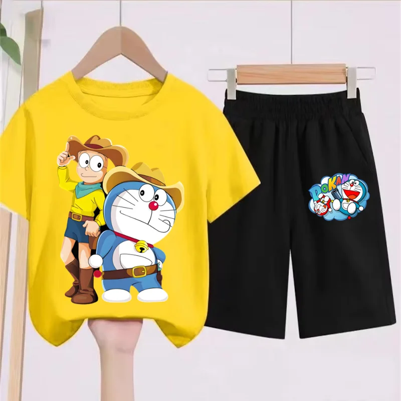 

New KidsT T-Shirt Set For Boys and Girls Aged 2-12 Cool Casual Short Sleeved+Shorts T-Shirt 2-Piece Set Printed Anime