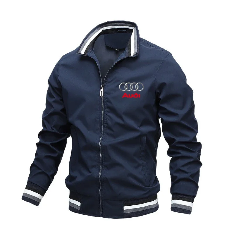 Chaqueta de motocicleta para hombre, abrigo con estampado de logotipo de coche Audi, cortavientos informal, ropa de carrera 2024