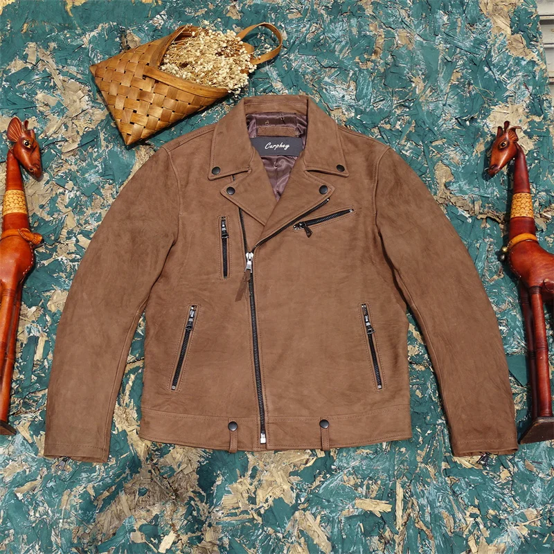 

Мужской кожаный жилет из натуральной коровьей кожи премиум-класса с матовой отделкой, осенний, повседневный, для мотоциклистов, деловой стиль